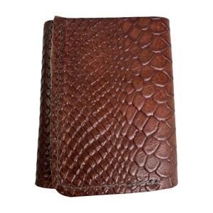 Handmade USA Western Bronco Leather Trifold Wallet Brown Salmon Skin